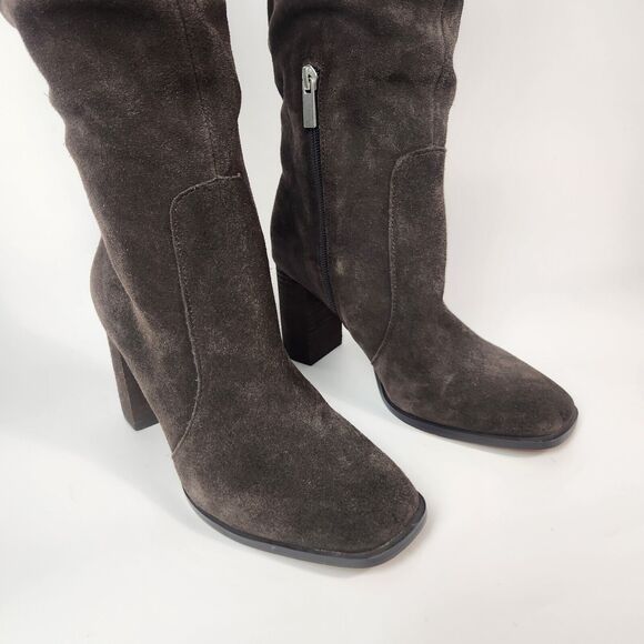 Boho Suede Boots 6.5 Cottagecore Southwestern Quite Luxury Feminine Square Toe - Picture 4 of 8